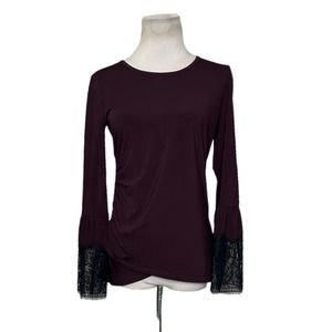 KOBI Aubergine/Black Miley Long Sleeve Blouse size Small